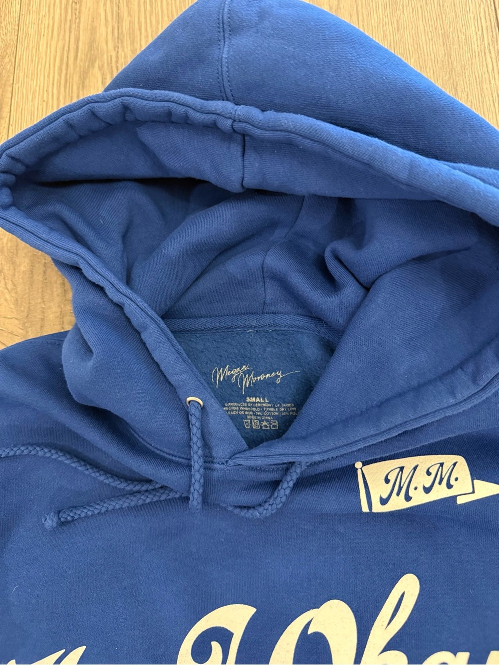 Megan Moroney Blue Oversized Am I Okay Fleece Size: Small Hoodie Pullover Jacket - Picture 3 of 8